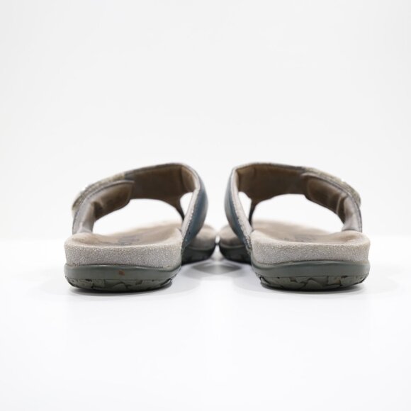 Alegria Molly Blue Leather Paint Splash Lightweight Flat Thong Sandals - 8/EU 38 - Picture 4 of 7